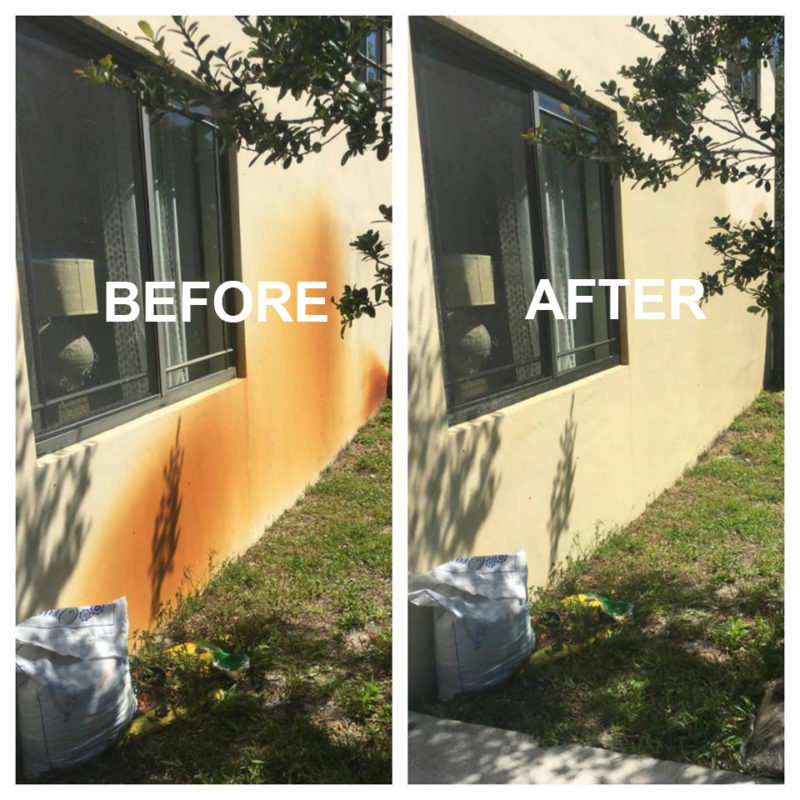 rust removal on house before and after cleaning