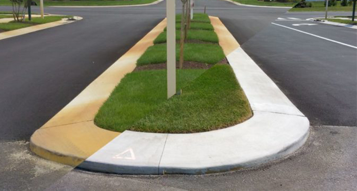 Rust removal of curbs of a house