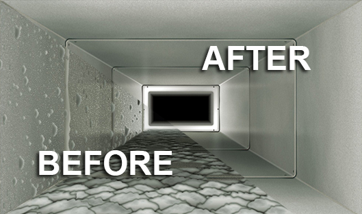 Air duct cleaning before and after