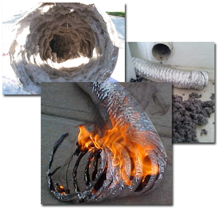 Dryer vent cleaning both before and burning